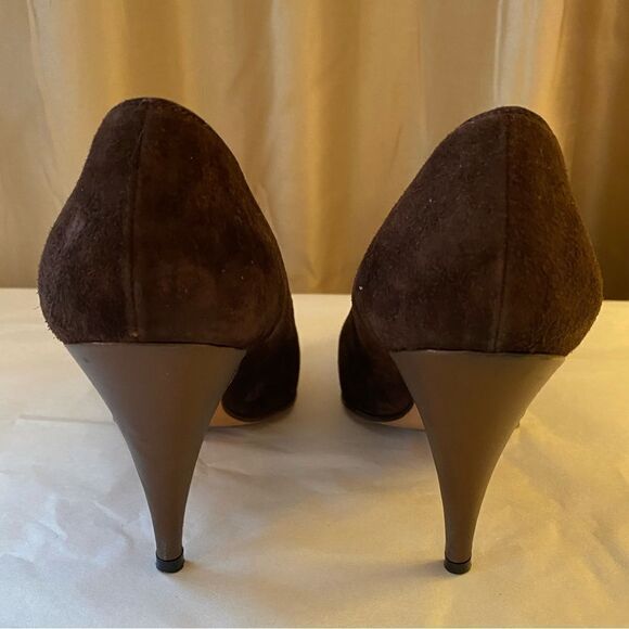 RARE Beltrami vintage cap toe chocolate suede pumps size 5 excellent condition - Picture 4 of 13